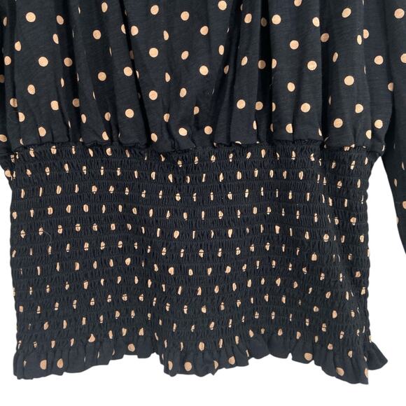NWOT‎ Whistles Black Spot Square Neck Shirred Top Large - Picture 3 of 7